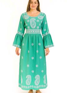 Embroidered Green Maxi Dress