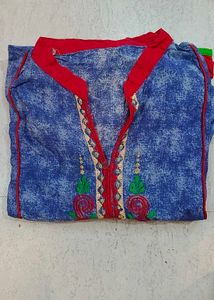 Blue Embroidered Kurti