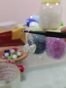 Heart Pearl Drop Earrings