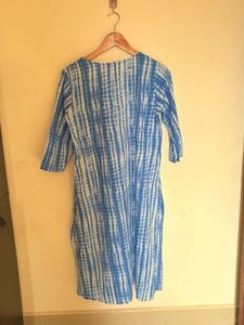 Elegant Blue Tie-Dye Kurta L SIZE