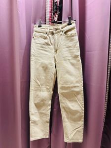 H&M Beige Straight Leg Jeans