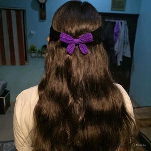 Handmade crochet hair clip bow 🎀