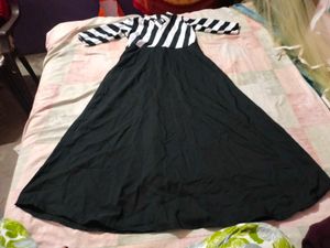 Black &amp; White Striped Maxi Dress