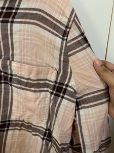 oversized pink and grey checkered shirt
