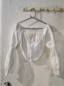 White Corset Peasant Top