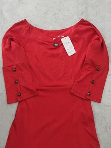 Red long shimmer party dress l size