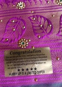 Kanjeevaram Brocade Purple Beads &amp; Stones Saree Wi