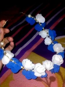 Floral Crown Headband - Blue &amp; White