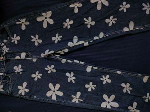 Women Loose Wide Leg Printed Jeans.