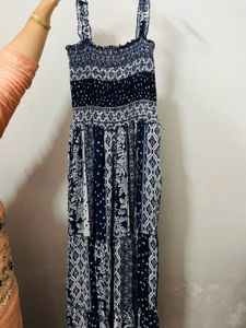 Printed Blue Maxi Dress