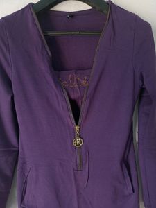 Purple 💜 Bodycon Dress With Stylish Zipper ✨