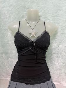 Black Lace Trim Cami Top