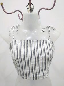 Stripy Sleeveless Crop Top