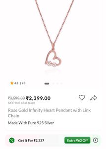 Giva Rose Gold Infinity Heart Pendant W Link Chain
