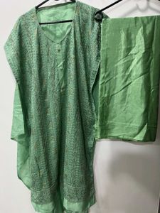 Green Stone-work Dress Material