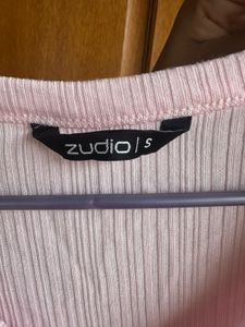 Pink Ribbed V-Neck Top