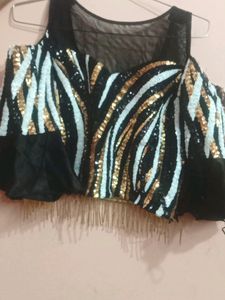 partywear Black long skirt with sequin top