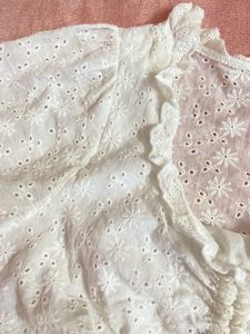 White Chikankari Crop Top