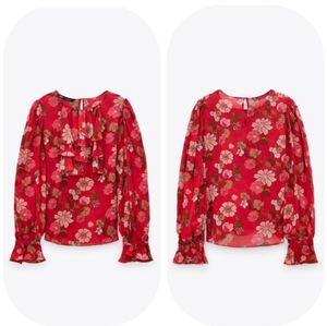 Zara Floral Ruffle Blouse