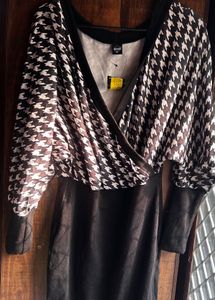 Houndstooth balloon sleeves Vintage Dress