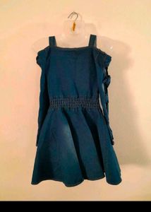 Women Teenage Girls Dress Denim.bow Design