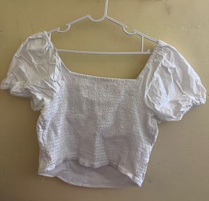 White Puff Sleeve Top