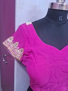 Pink Embroidered Saree  Blouse
