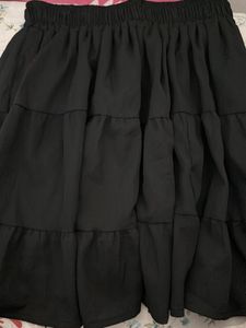 White and black Tiered Mini Skirt