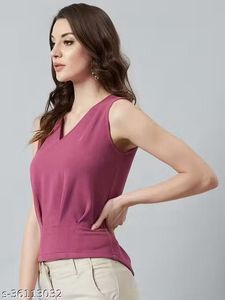 Chic V neck Purple Sleeveless Top