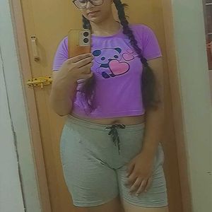 Cute Panda Tee With Shorts