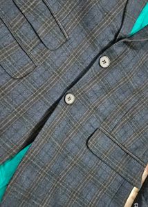 Blue Checks Blazer For Men