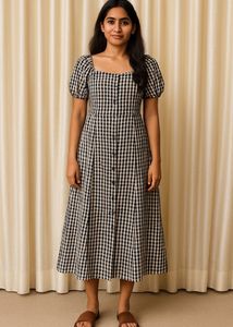 Asthetic Checked Dress