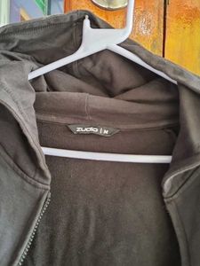 Dark Grey Cropped Zip-Up Hoodie