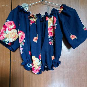 Puffed sleeve off shoulder top for women
