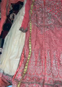 Elegant Cream Lehenga with Peach Embroidered Suit