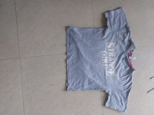 Striped Sleeve Gray Tee