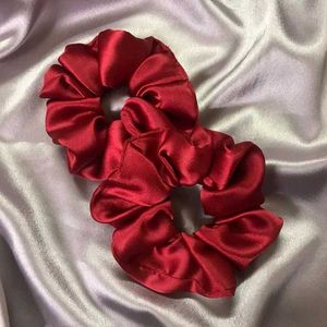 Red Satin dark blue Scrunchies