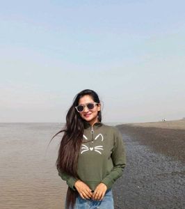 Olive Green Cat Graphic Sweatshirt