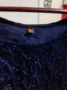Elegant Navy Blue Sequin Dress