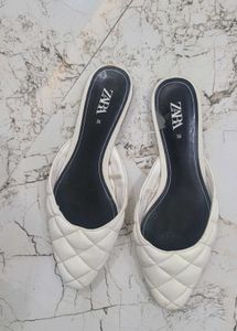 100% original zara quilted flat mules
