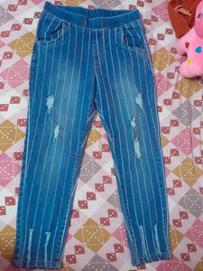 Striped Distressed Jeans