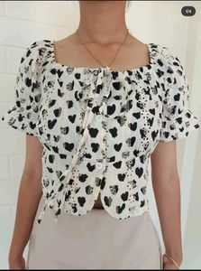 Heart Print Crop Top