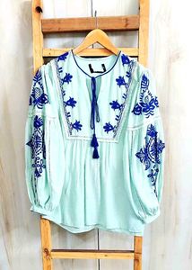 Embroidered Boho Light greenTop size-44
