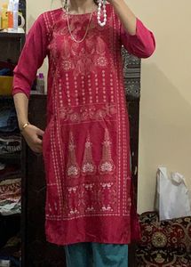 Pink Embroidered Kurti
