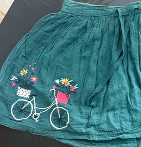 Embroidered Green Skirt