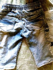 Acid Wash Denim Cargo Shorts