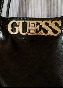 Guess Black Patent Tote Bag