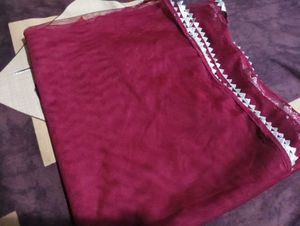 Maroon Dupatta with Silver Border