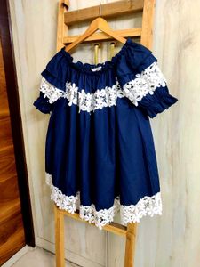 Navy Blue Designer Cotton Top Size-42-44