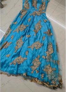 Teal & Gold Embellished Gown